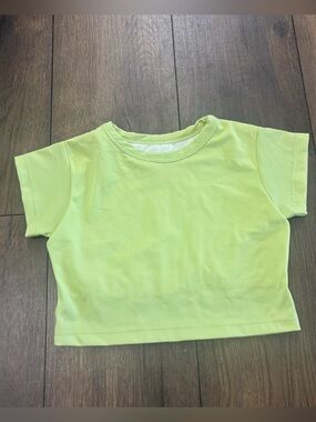 Wild Child Yellow Neon Cropped Swim Shirt Top, Size 10